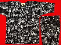 義若オリジナルの子供鯉口シャツ　家紋と漢字（黒）